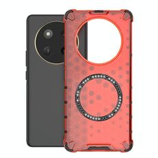 Per Honor X60 Pro 5G Custodia antiurto con anello magnetico a nido d'ape (rosso)