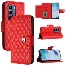 Per Infinix Hot 50 Pro+ 4G Custodia per telefono in pelle con texture rombica e cordino (rosso)