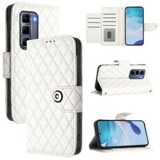 Per Infinix Hot 50 Pro+ 4G Custodia per telefono in pelle con texture rombica e cordino (bianco)