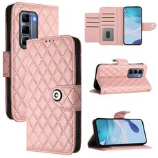Per Infinix Hot 50 Pro+ 4G Custodia in pelle con texture rombica e cordino (rosa corallo)