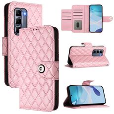 Per Infinix Hot 50 Pro+ 4G Custodia in pelle con texture rombica e cordino (rosa)