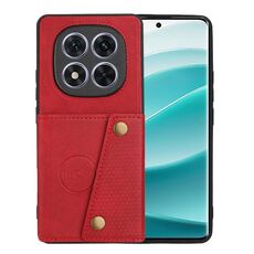 Per Redmi Note 14 Pro+ 5G Custodia magnetica per telefono con doppia fibbia e slot per schede (rosso)
