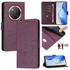 Per Honor X9c 5G Global Smile Embossing Custodia in pelle RFID per telefono (viola)