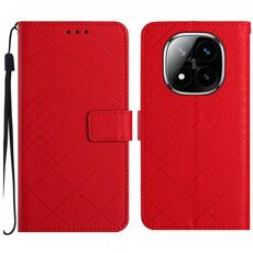 Per Redmi Note 14 Pro+ 5G Custodia in pelle con trama a griglia rombica (rosso)