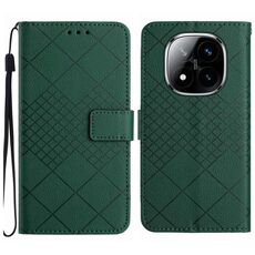 Per Redmi Note 14 Pro+ 5G Custodia in pelle con trama a griglia rombica (verde)