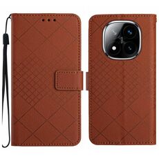 Per Redmi Note 14 Pro+ 5G Custodia in pelle con trama a griglia rombica (marrone)