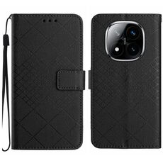 Per Redmi Note 14 Pro+ 5G Custodia in pelle con trama a griglia rombica (nero)