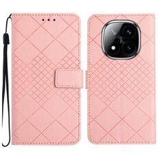 Per Redmi Note 14 Pro+ 5G Custodia in pelle con trama a griglia rombica (rosa)