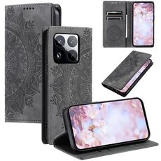 Per Xiaomi 15 Pro Custodia per telefono in pelle magnetica goffrata Totem (grigio)