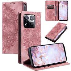 Per Xiaomi 15 Pro Custodia per telefono in pelle magnetica goffrata Totem (oro rosa)