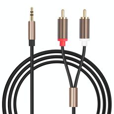 Cavo audio amplificatore da 3,5 mm maschio a 2 RCA maschio, lunghezza: 3 m (nero grigio)