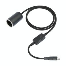 Cavo di alimentazione per presa accendisigari da auto tipo C da 5 V a 12 V con display di tensione, lunghezza: 1 m (nero)