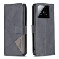 Per Xiaomi 15 Custodia per telefono in pelle con fibbia magnetica e trama a rombi (nero)