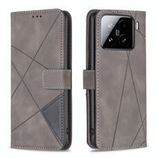 Per Xiaomi 15 Custodia per telefono in pelle con fibbia magnetica e trama a rombi (grigio)