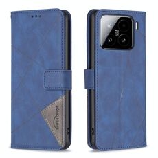 Per Xiaomi 15 Custodia per telefono in pelle con texture a rombo con fibbia magnetica (blu)