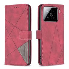 Per Xiaomi 15 Custodia per telefono in pelle con texture a rombo con fibbia magnetica (rosso)