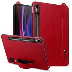 Per Samsung Galaxy Tab S10 / S9 / S8 / S7 Custodia per tablet in pelle TPU con cinturino (rosso)