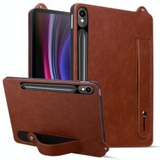 Per Samsung Galaxy Tab S10 / S9 / S8 / S7 Custodia per tablet in pelle TPU con cinturino (marrone)