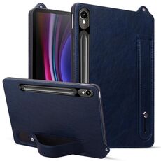 Per Samsung Galaxy Tab S10 / S9 / S8 / S7 Custodia per tablet in pelle TPU con cinturino (blu scuro)