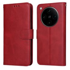 Per OPPO Find X8 Pro Custodia per telefono in pelle con texture di vitello classica (rosso)