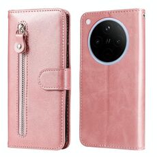 Per OPPO Find X8 Custodia per telefono in pelle con cerniera e texture di vitello alla moda (oro rosa)