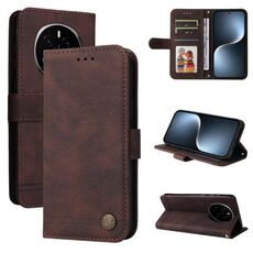 Custodia per telefono in pelle con bottoni in metallo For Honor Magic7 Skin Feel Life Tree (marrone)
