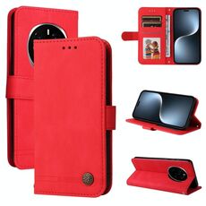 Custodia per telefono in pelle con bottoni in metallo e motivo albero della vita per Honor Magic7 Pro (rosso)