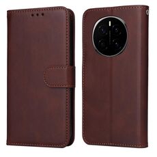 Custodia per telefono in pelle con texture di vitello classica per Honor Magic7 (marrone)