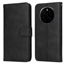 Custodia a libro in pelle con texture di vitello per Honor Magic7 Classic (nero)