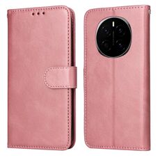 Custodia per telefono in pelle con texture di vitello classica per Honor Magic7 (oro rosa)