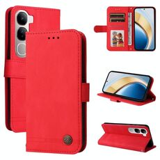 Per vivo V40 Lite 4G / 5G IDN Skin Feel Life Tree Custodia in pelle con bottoni in metallo (rosso)