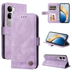 Per vivo V40 Lite 4G / 5G IDN Skin Feel Life Tree Custodia in pelle con bottoni in metallo (viola)