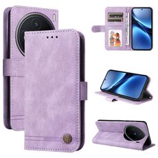 Per vivo X200 Skin Feel Life Tree Custodia in pelle con bottoni in metallo (viola)