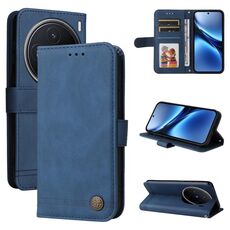 Per vivo X200 Skin Feel Life Tree Custodia in pelle con bottoni in metallo (blu)