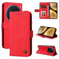 Per vivo X200 Pro Custodia in pelle con bottoni in metallo Life Tree Skin Feel (rosso)