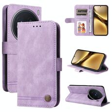 Per vivo X200 Pro Custodia in pelle con bottoni in metallo Life Tree Skin Feel (viola)
