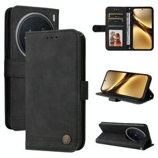 Per vivo X200 Pro Custodia in pelle con bottoni in metallo Life Tree Skin Feel (nero)