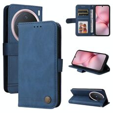 Per vivo X200 Pro mini Custodia in pelle con bottoni in metallo Life Tree Skin Feel (blu)