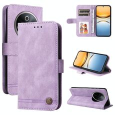 Per vivo Y300 Pro Custodia in pelle con bottoni in metallo Life Tree Skin Feel (viola)