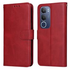 Per vivo Y19s Custodia per telefono in pelle con texture di vitello classica (rosso)