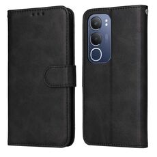 Per vivo Y19s Custodia per telefono in pelle con texture di vitello classica (nero)