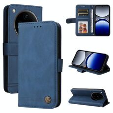Per OPPO Find X8 Pro Custodia in pelle con bottoni in metallo Life Tree Skin Feel (blu)