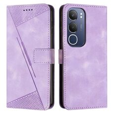 Per vivo Y19s Dream Triangle Custodia in pelle per telefono con cordino (viola)