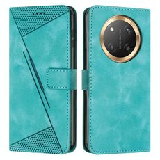 Custodia in pelle per telefono Honor X9c Dream Triangle con cordino (verde)