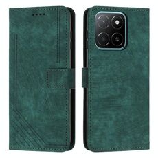 Custodia per telefono in pelle con motivo a strisce per Honor X5b con cordino (verde)