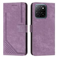 Custodia in pelle con motivo a strisce per Honor X5b con cordino (viola)