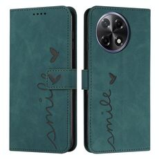Per Tecno Camon 30S Custodia in pelle goffrata con motivo a cuore e cordino lungo (verde)