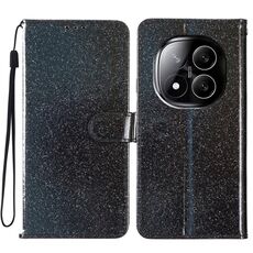 Per Redmi Note 14 Pro+ 5G Custodia in pelle con glitter (nero)