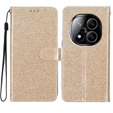 Per Redmi Note 14 Pro+ 5G Custodia in pelle con glitter (oro)