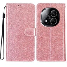 Per Redmi Note 14 Pro+ 5G Custodia in pelle con glitter (oro rosa)